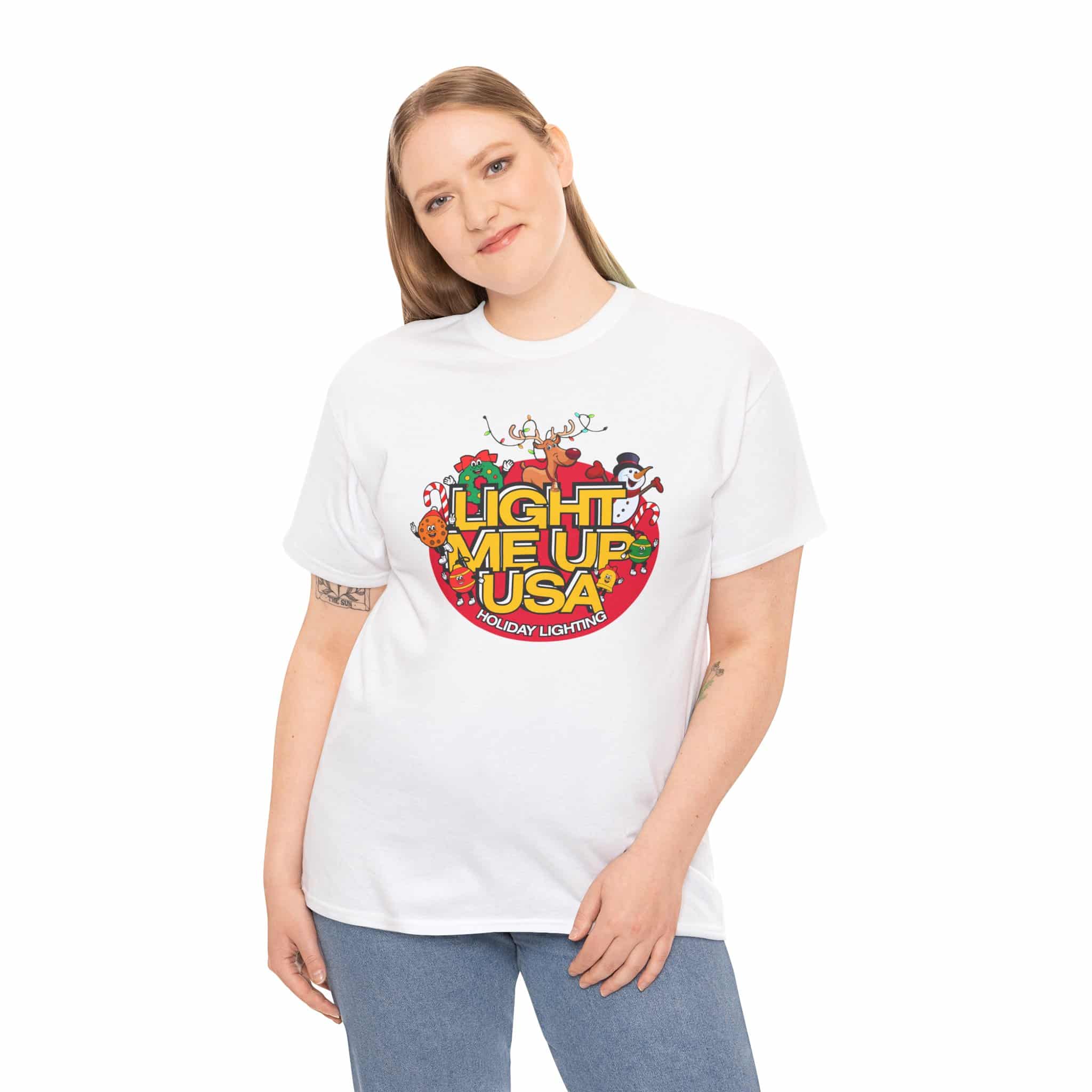 Light Me Up USA Graphic Tee, Unisex Cotton T-Shirt, Holiday Celebration Shirt, Festive Apparel, Gifts for Friends & Family - Image 6