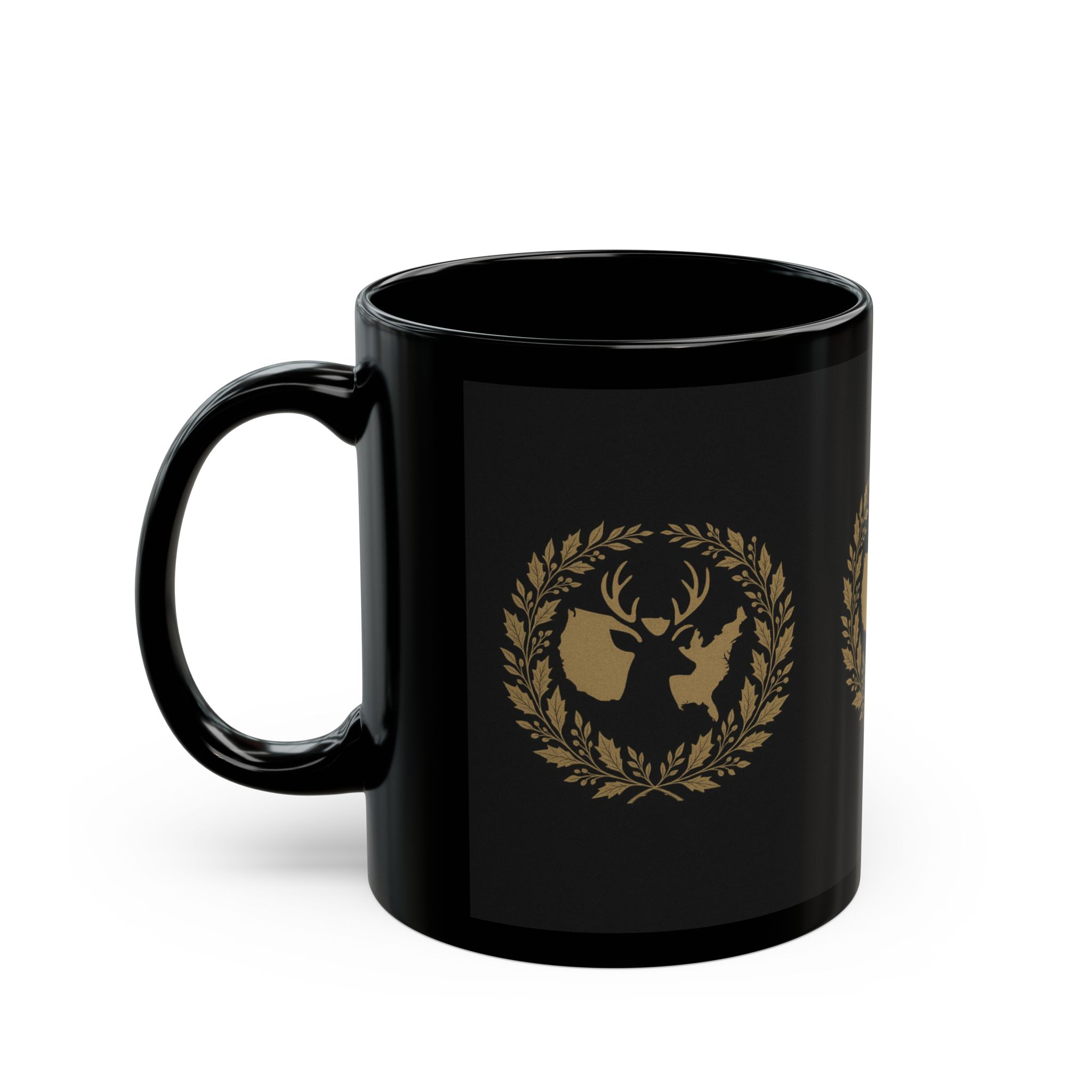 Elegant Stag Black Mug - Gold Design for Nature Lovers - Image 3