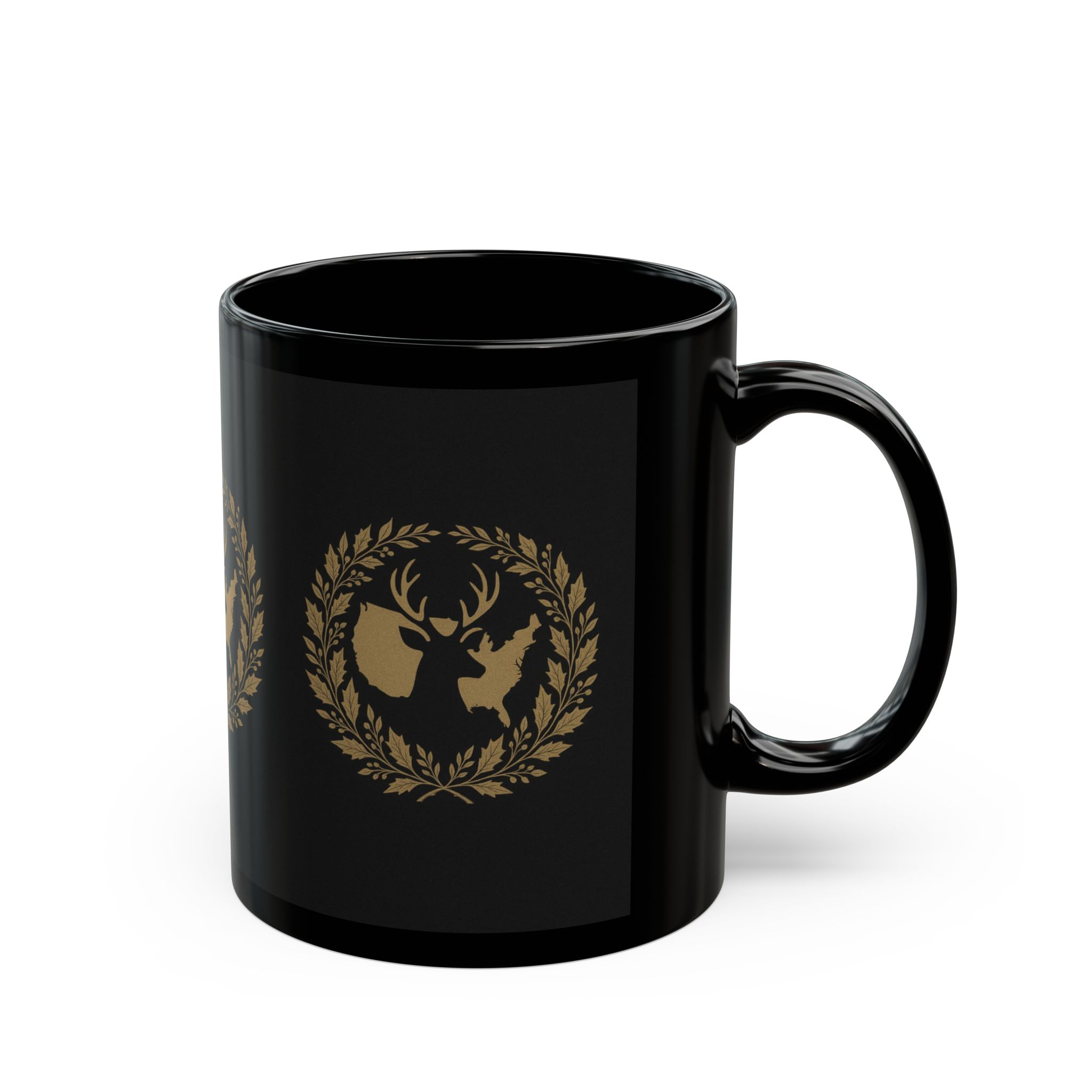 Elegant Stag Black Mug - Gold Design for Nature Lovers - Image 2
