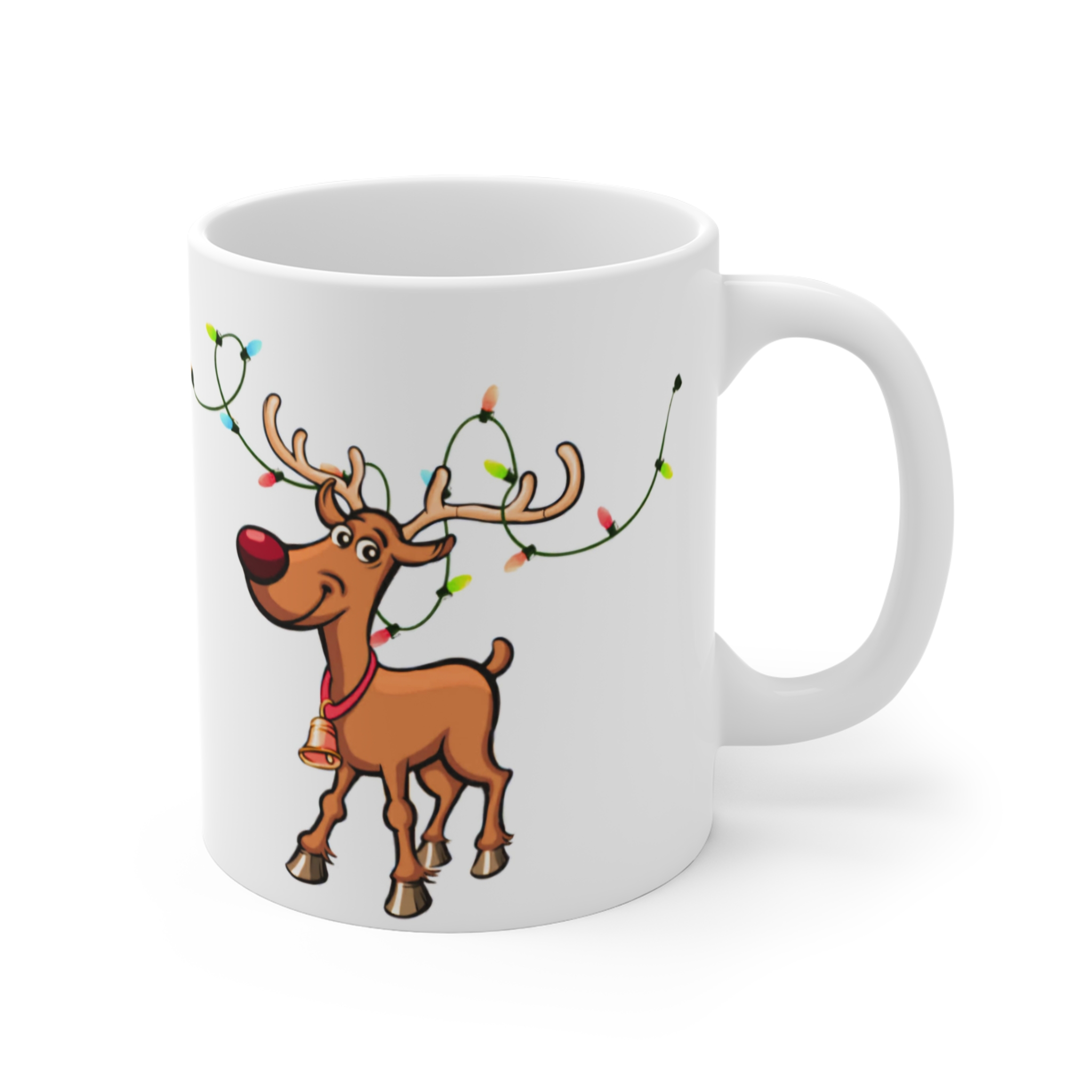 Festive Reindeer Mug - 11oz Christmas Coffee Cup with Holiday Lights - Image 3