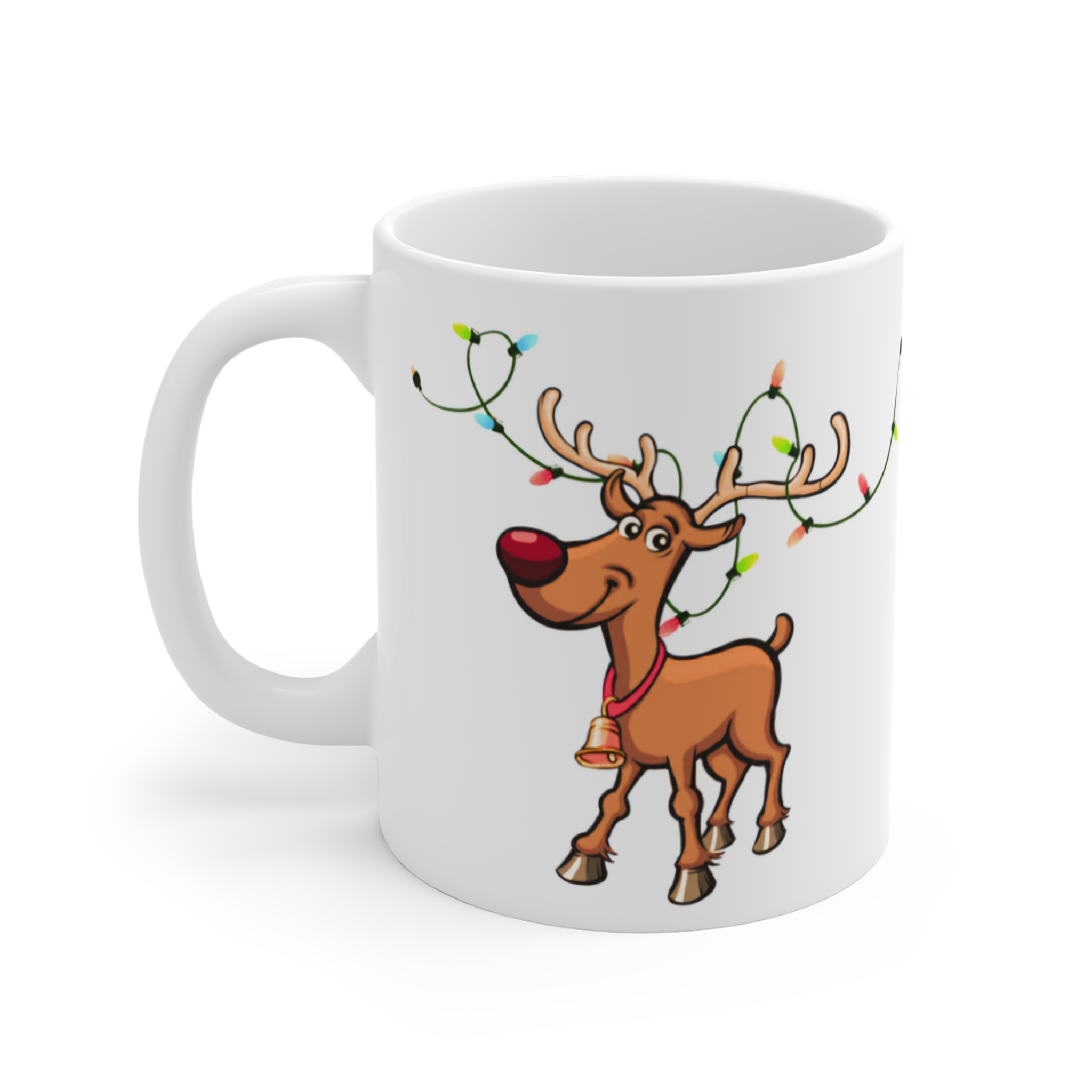 Festive Reindeer Mug - 11oz Christmas Coffee Cup with Holiday Lights - Image 2