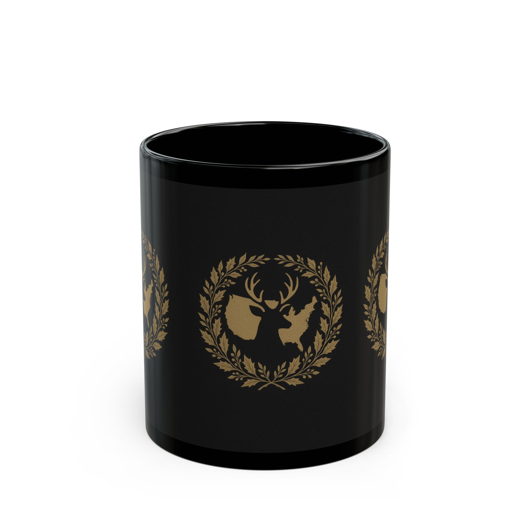 Elegant Stag Black Mug - Gold Design for Nature Lovers