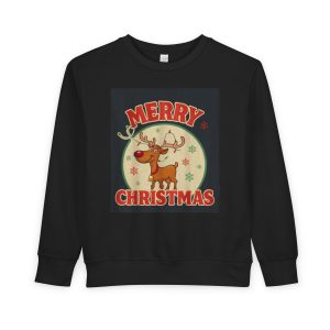 Merry Christmas Toddler Sweatshirt - Cute Reindeer Design