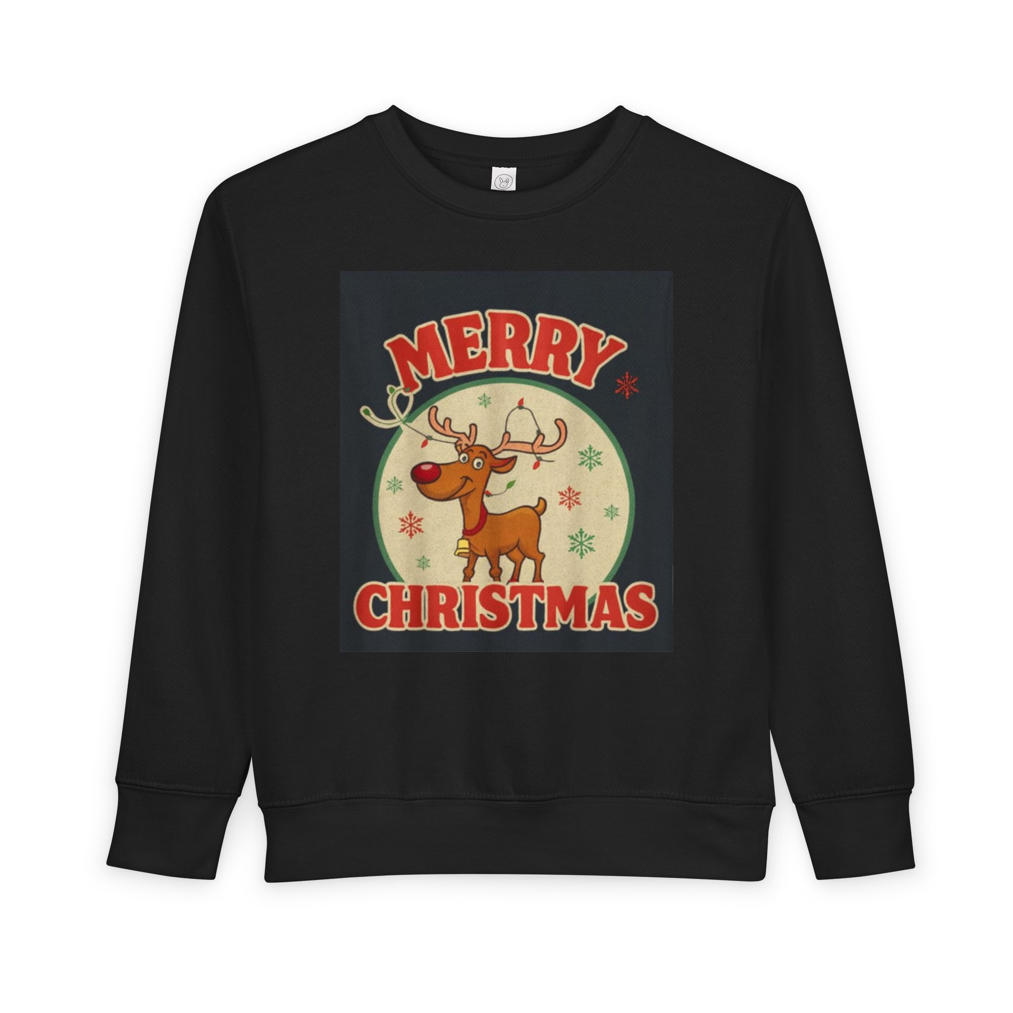 Merry Christmas Toddler Sweatshirt - Cute Reindeer Design